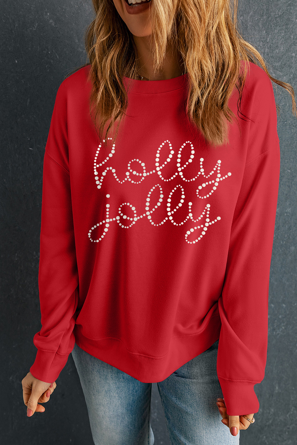 Red Holly Jolly Christmas Sweatshirt - Image 4