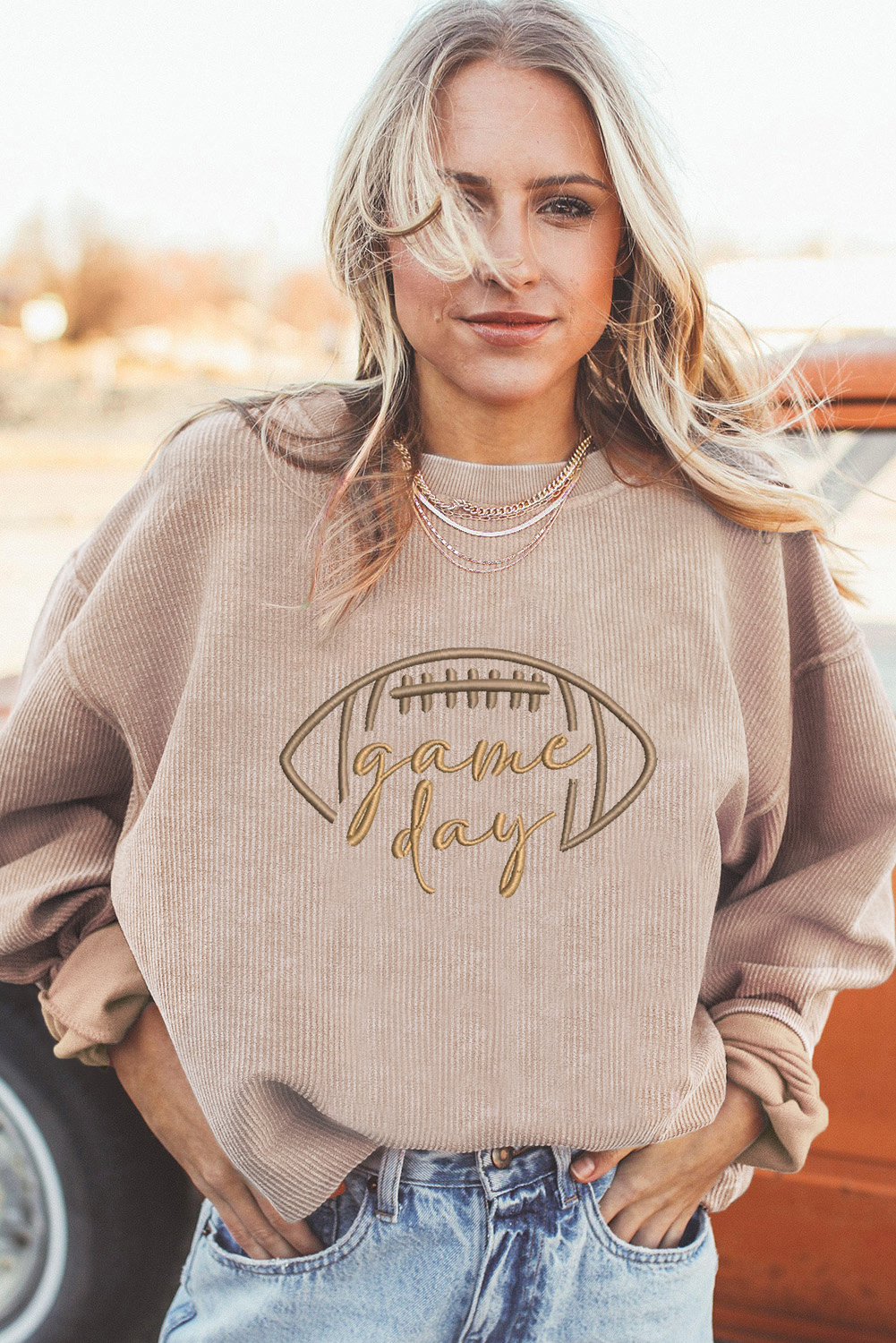 Apricot Game Day Ribbed Sweatshirt - Image 4