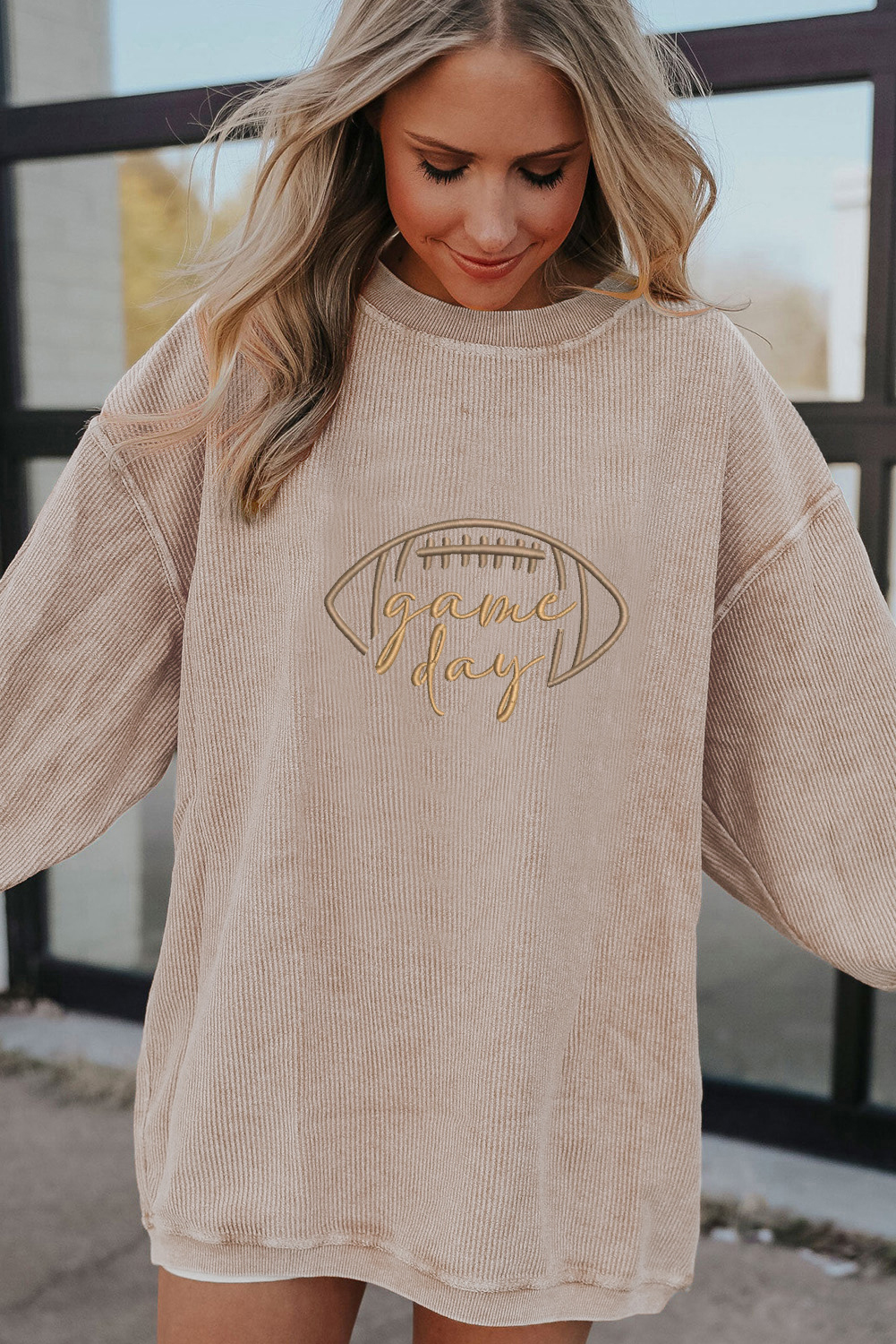 Apricot Game Day Ribbed Sweatshirt - Image 2