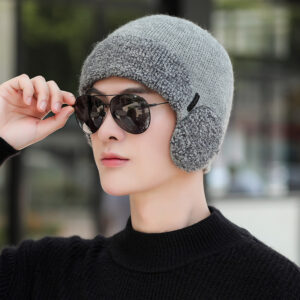 Men's Knitted Winter Hat With Ear Covers