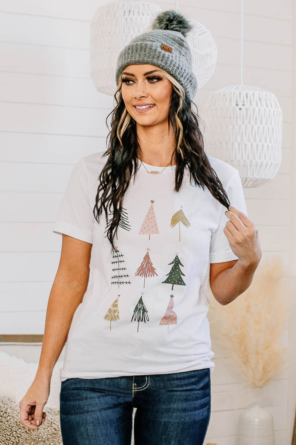 Christmas Trees White Short Sleeved Top - Image 2