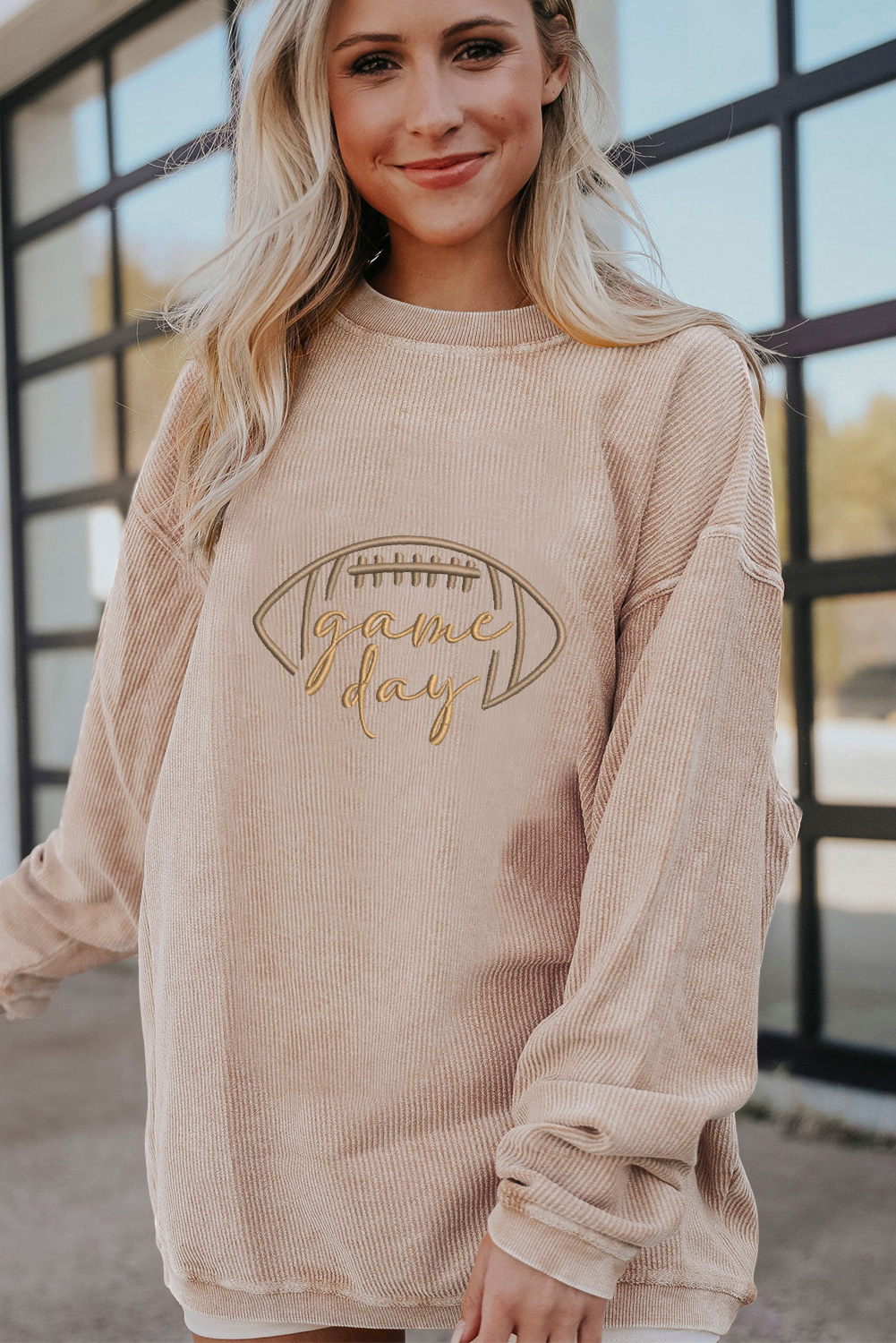 Apricot Game Day Ribbed Sweatshirt - Image 3