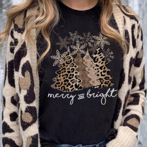 Black & Gold Merry & Bright Christmas Tree Shirt