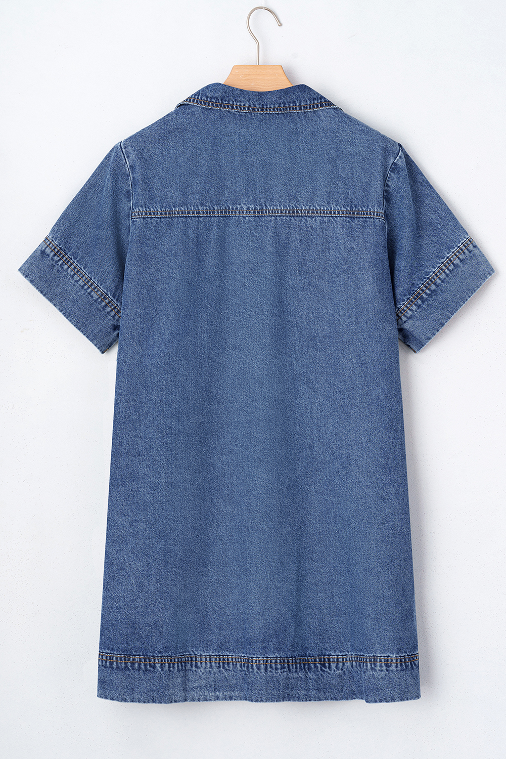 Short Sleeve Denim Dress - Image 4