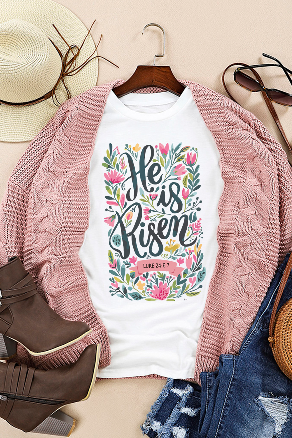 'He is Risen' Floral Printed Top - Image 3