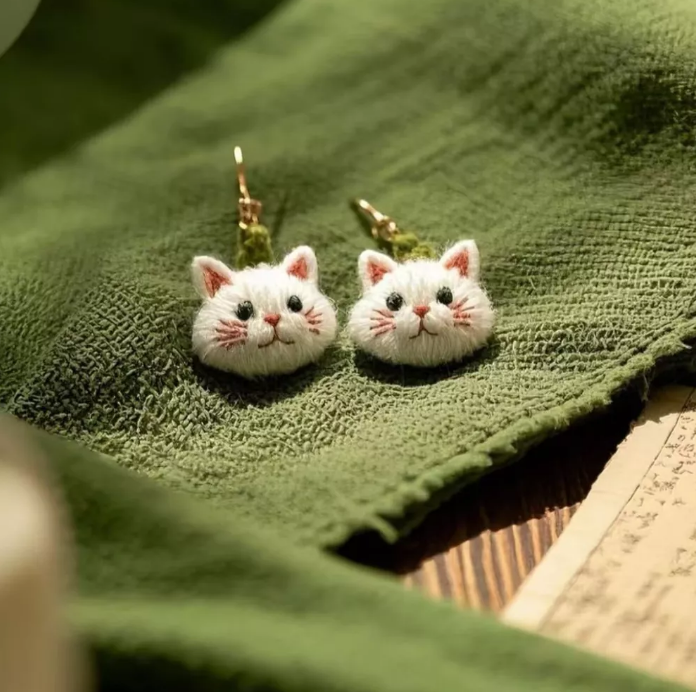 Fuzzy Cat Drop Earrings