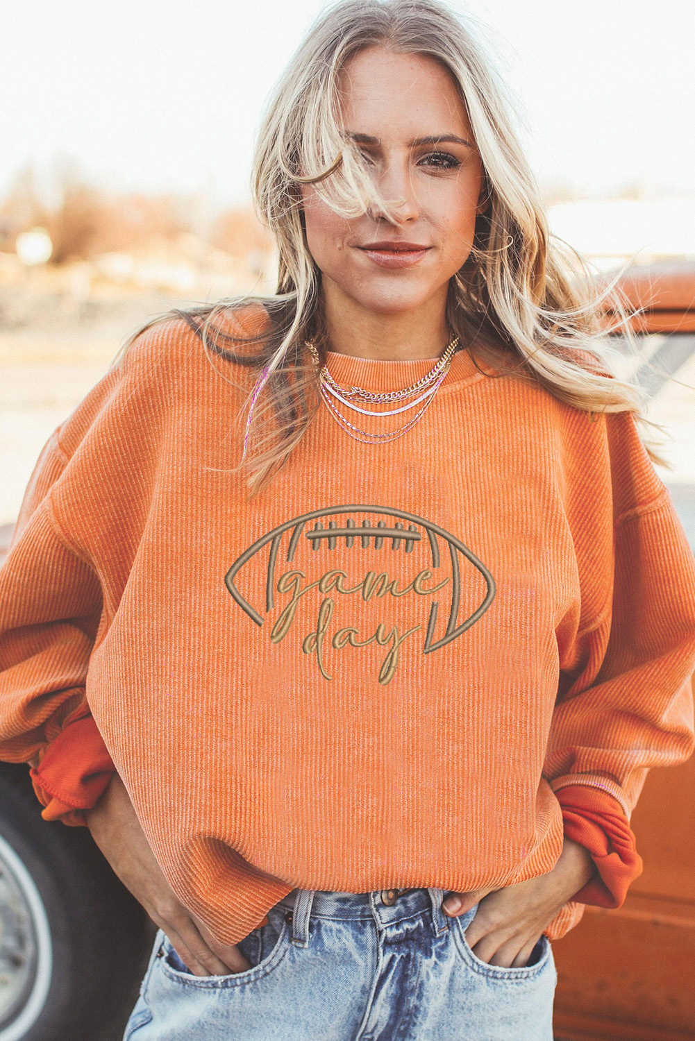 Orange Game Day Ribbed Top - Image 4
