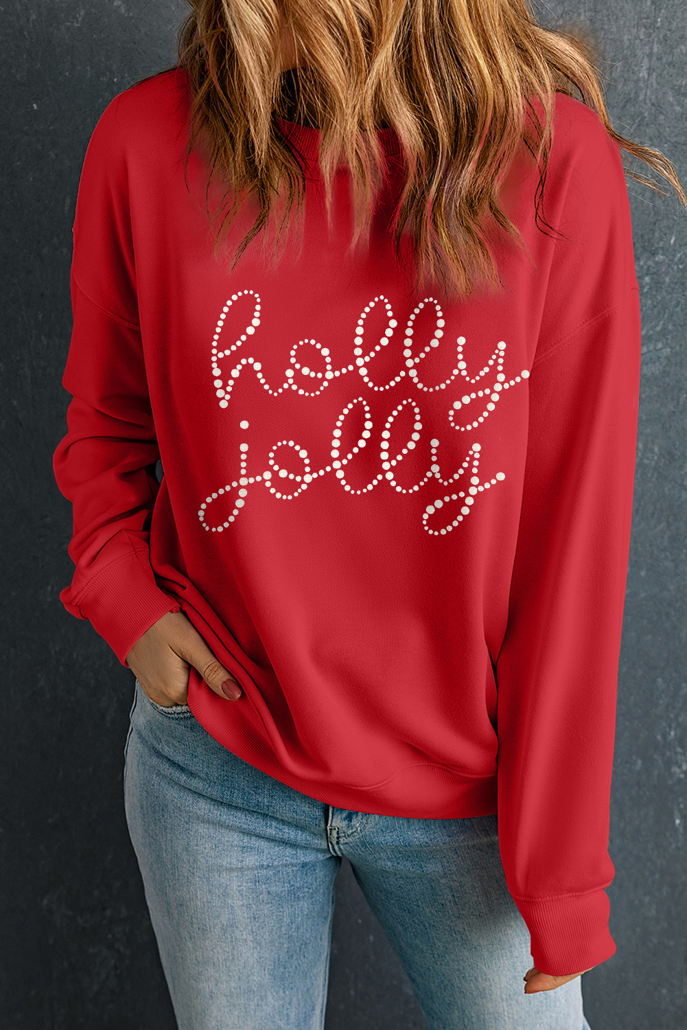 Red Holly Jolly Christmas Sweatshirt - Image 2