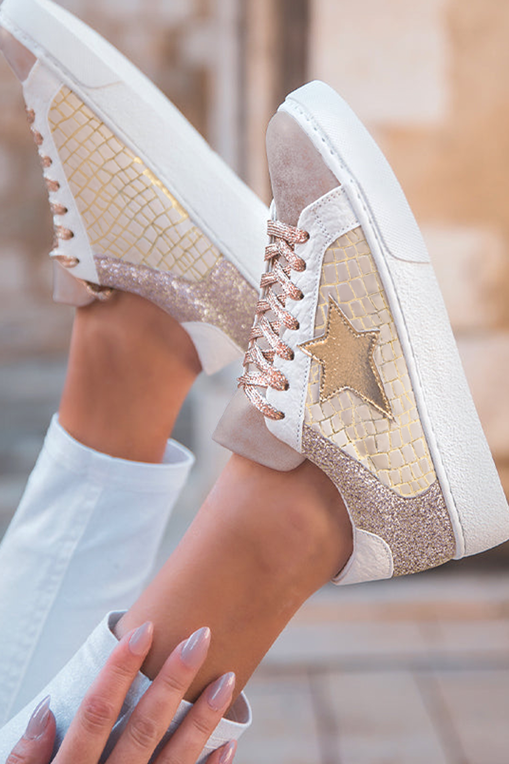 Gold Glitter Star Sneakers - Image 4