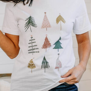 Christmas Trees White Short Sleeved Top