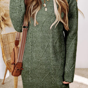 Mist Green Cable Knit Sweater Dress