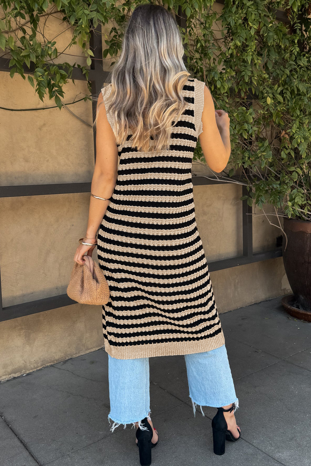 Buttoned Front Pencil Midi Sleeveless Sweater Dress - Image 7