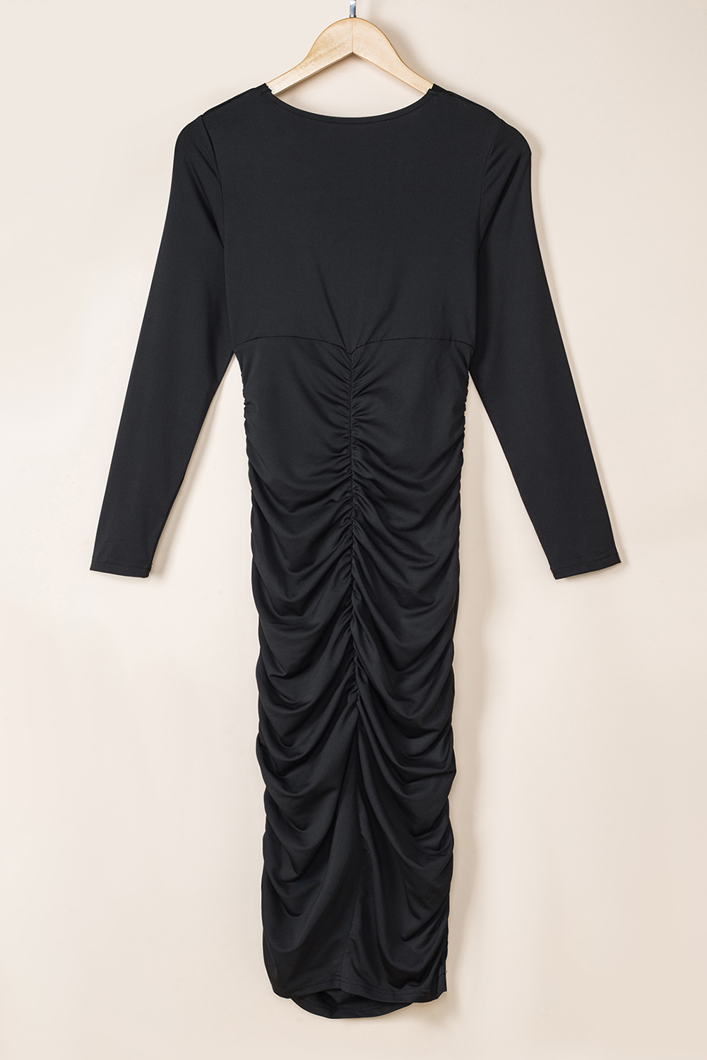 Black Long Sleeve V-Neck Dress - Image 8