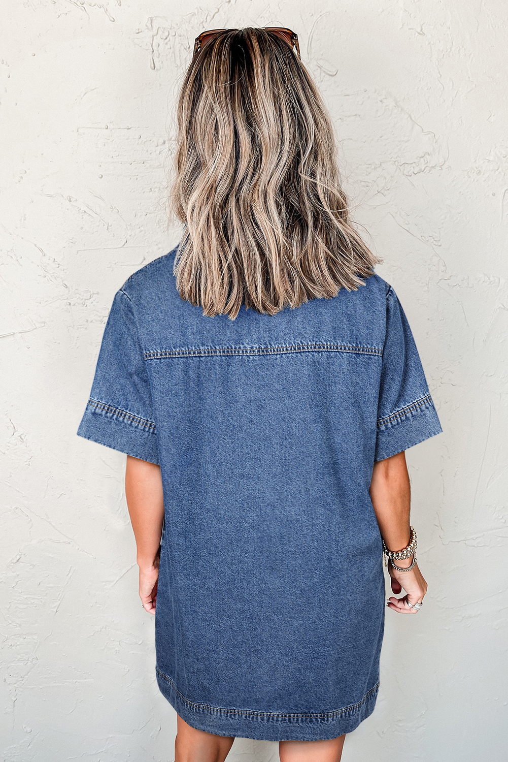 Short Sleeve Denim Dress - Image 2