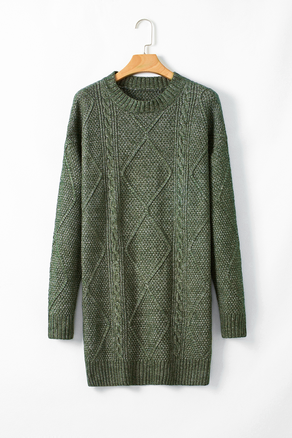 Mist Green Cable Knit Sweater Dress - Image 5