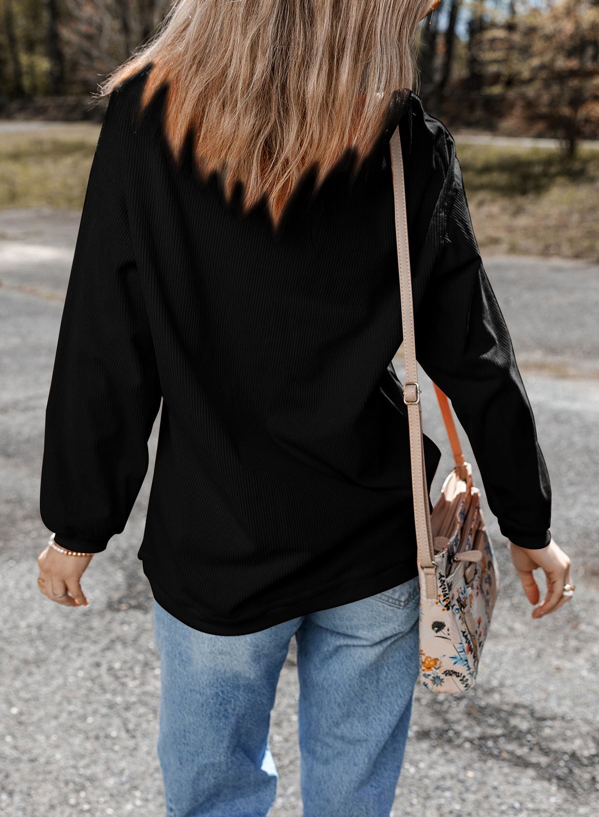 Black Ribbed Game Day Pullover Top - Image 6