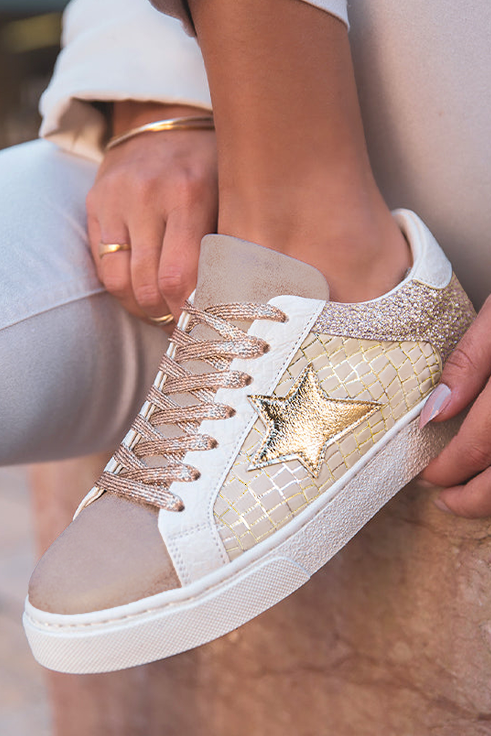 Gold Glitter Star Sneakers