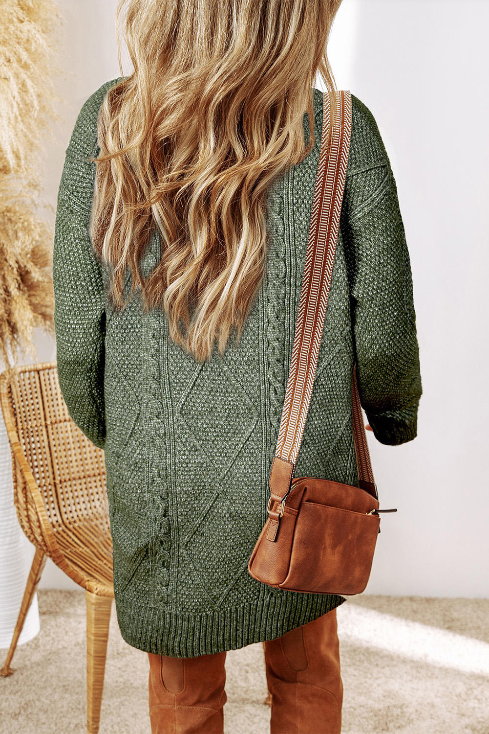 Mist Green Cable Knit Sweater Dress - Image 3
