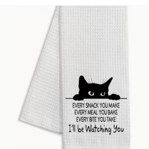 Watching You Cat Tea Towel
