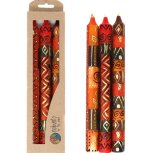 Set of Three Boxed Bongazi Hand-Painted Taper Candles (Fair Trade)